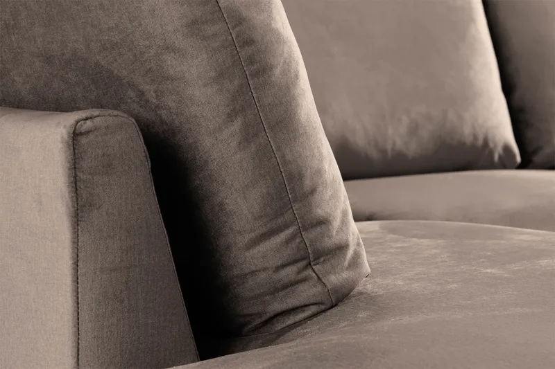 Trend 4-sits Vänstervänd U-formad Soffa med Divan och Schäslong i Sammet - Brun - Möbler - Soffa - Sammetssoffa