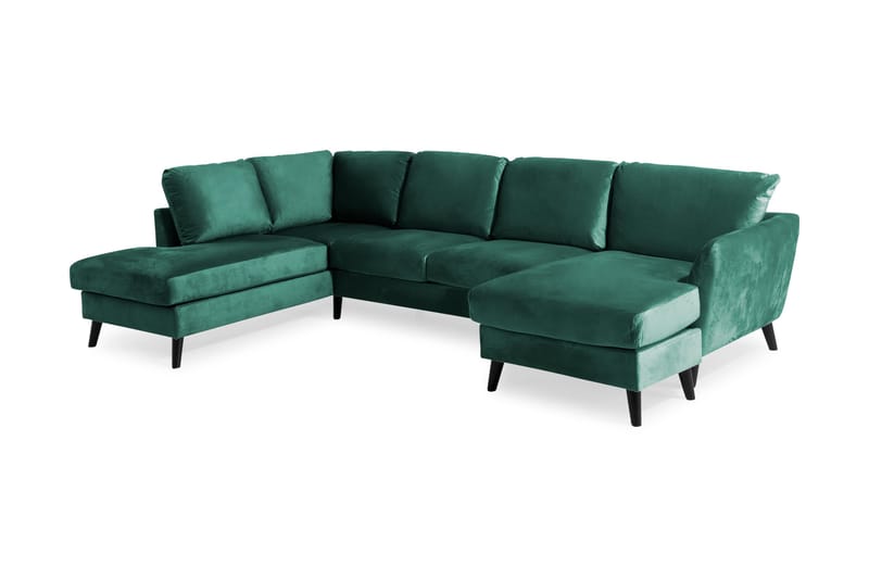 Trend 4-sits Vänstervänd U-formad Soffa med Divan och Schäslong i Sammet - Grön - Möbler - Soffa - Sammetssoffa