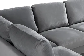 Trend 4-sits Vänstervänd U-formad Soffa med Divan och Schäslong i Sammet - Ljusgrå - Möbler - Soffa - Sammetssoffa