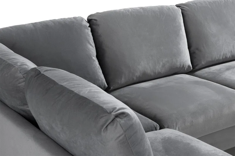 Trend 4-sits Vänstervänd U-formad Soffa med Divan och Schäslong i Sammet - Ljusgrå - Möbler - Soffa - Sammetssoffa