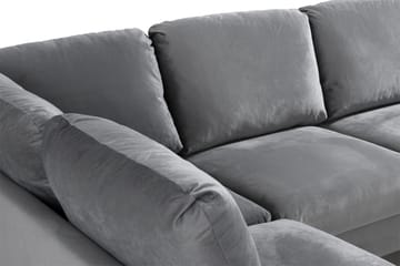 Trend 4-sits Vänstervänd U-formad Soffa med Divan och Schäslong i Sammet - Ljusgrå - Möbler - Soffa - Sammetssoffa