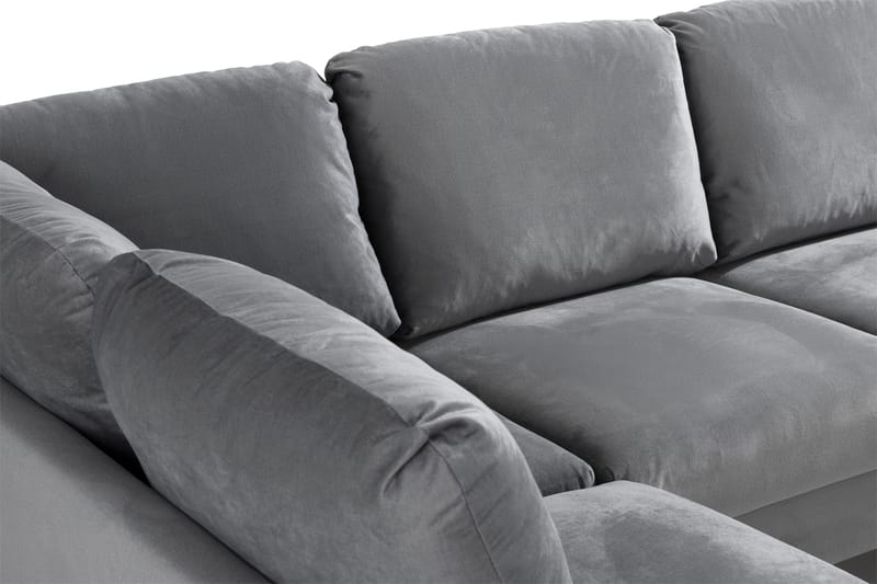 Trend 4-sits Vänstervänd U-formad Soffa med Divan och Schäslong i Sammet - Ljusgrå - Möbler - Soffa - Sammetssoffa