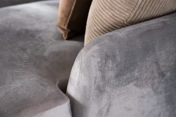 Trend 4-sits Vänstervänd U-formad Soffa med Divan och Schäslong i Sammet - Ljusgrå - Möbler - Soffa - Sammetssoffa