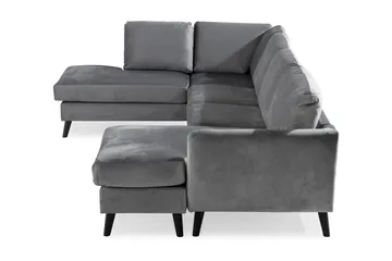Trend 4-sits Vänstervänd U-formad Soffa med Divan och Schäslong i Sammet - Ljusgrå - Möbler - Soffa - Sammetssoffa