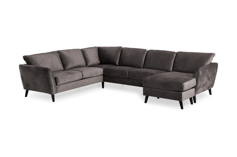 Trend 5-sits Högervänd L-formad Hörnsoffa med Divan i Sammet - Mörkgrå - Möbler - Soffa - Sammetssoffa