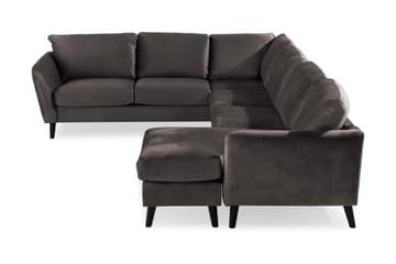 Trend 5-sits Högervänd L-formad Hörnsoffa med Divan i Sammet - Mörkgrå - Möbler - Soffa - Sammetssoffa