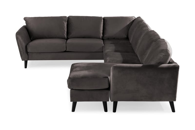 Trend 5-sits Högervänd L-formad Hörnsoffa med Divan i Sammet - Mörkgrå - Möbler - Soffa - Sammetssoffa