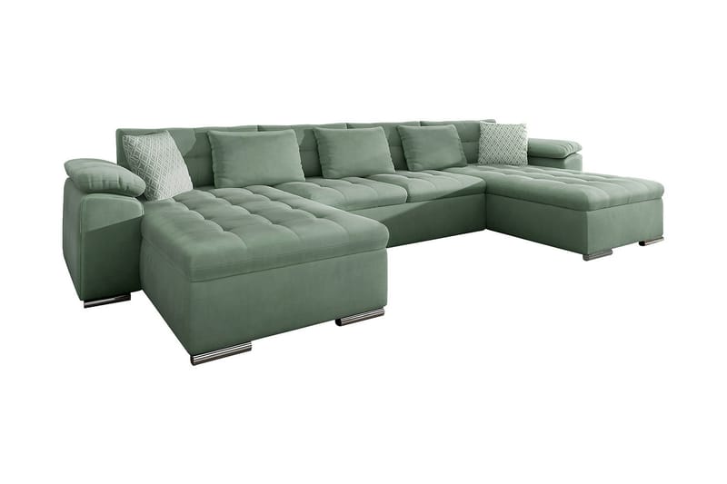 U-Bäddsoffa Wicenza 375x155x76 cm - Grön - Möbler - Soffa - Sammetssoffa