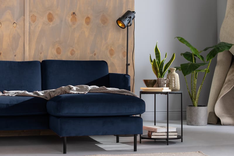 U-soffa Elion med Divan Sammet Höger - Blå - Möbler - Soffa - Sammetssoffa