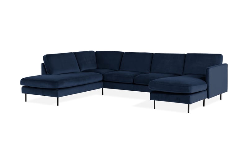 U-soffa Elion med Divan Sammet Höger - Blå - Möbler - Soffa - Sammetssoffa
