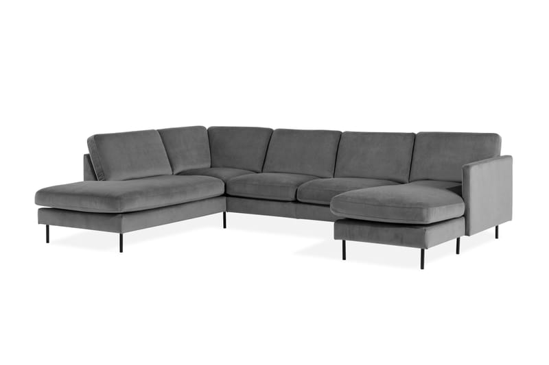 U-soffa Elion med Divan Sammet Höger - Ljusgrå - Möbler - Soffa - Sammetssoffa