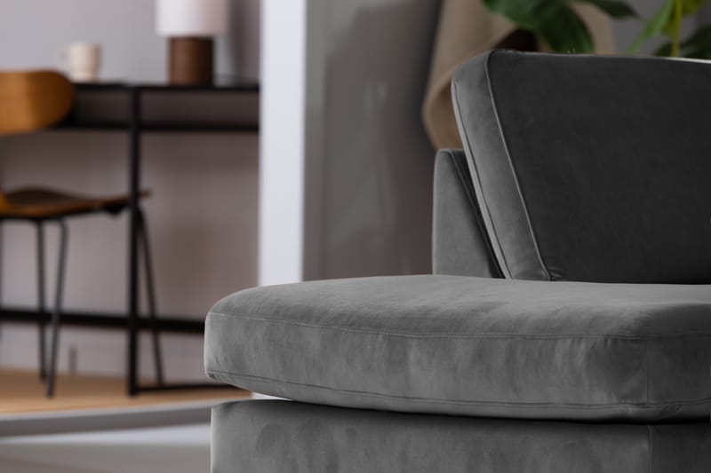 U-soffa Elion med Divan Sammet Höger - Ljusgrå - Möbler - Soffa - Sammetssoffa