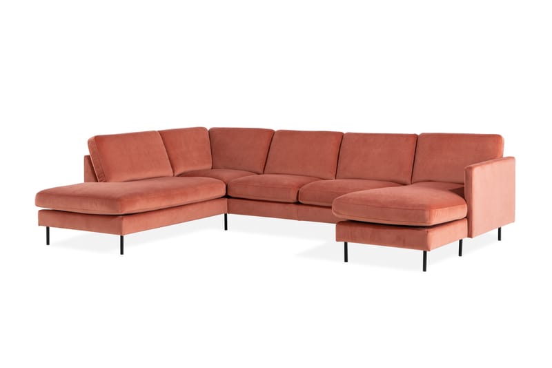 U-soffa Elion med Divan Sammet Höger - Rosa - Sammetssoffa - U-soffa