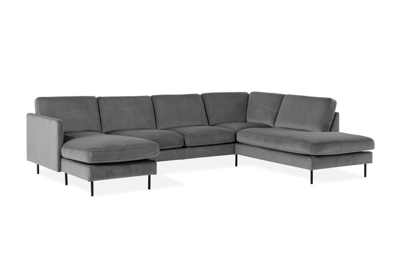 U-soffa Elion med Divan Sammet Vänster - Ljusgrå - Möbler - Soffa - Sammetssoffa