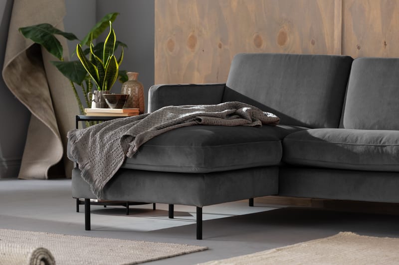 U-soffa Elion med Divan Sammet Vänster - Ljusgrå - Möbler - Soffa - Sammetssoffa