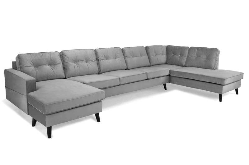 U-soffa Miller Large med Divan Vänster Sammet - Ljusgrå - Möbler - Soffa - Sammetssoffa