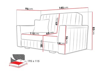 Upperud 2-sits Bäddsoffa - Svart - Möbler - Soffa - Bäddsoffa - 2 sits bäddsoffa