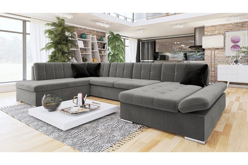 Zumar 4-sits Bäddsoffa Höger - Grå - Möbler - Soffa - Bäddsoffa - Bäddsoffa divan