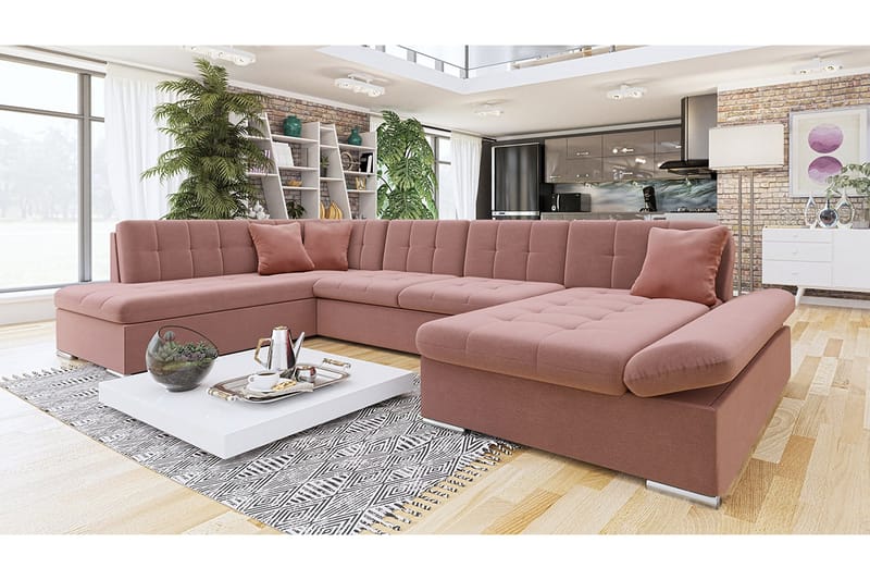 Zumar 4-sits Bäddsoffa Universal - Rosa - Möbler - Soffa - Sammetssoffa