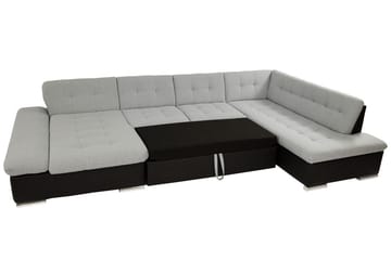 Zumar Höger U-formad Bäddsoffa 128x302 cm med Förvaring i Tyg - Grå - Möbler - Soffa - Bäddsoffa - Bäddsoffa divan