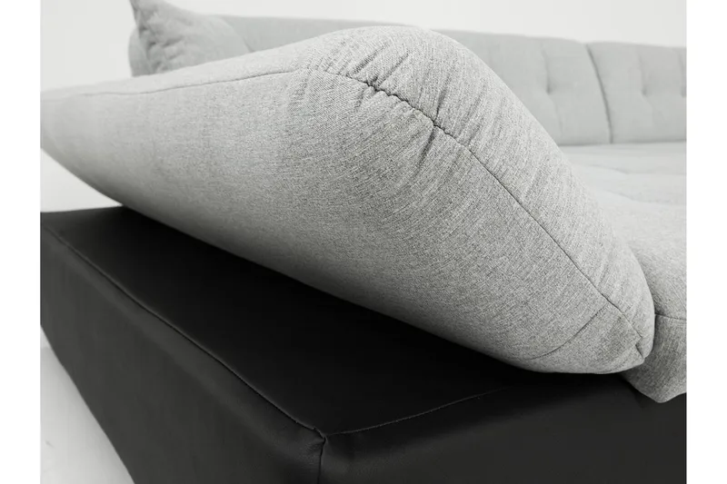 Zumar Höger U-formad Bäddsoffa 128x302 cm med Förvaring i Tyg - Grå - Möbler - Soffa - Bäddsoffa - Bäddsoffa divan