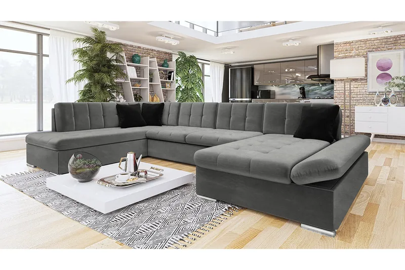 Zumar Hörnsoffa Höger - Grå - Möbler - Soffa - Sammetssoffa