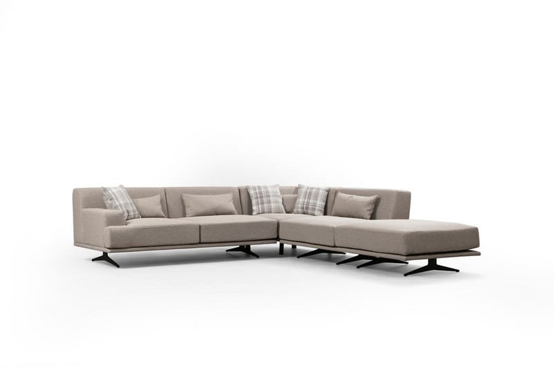 Sanroman Högervänd L-formad Schäslongsoffa 302 cm i Tyg - Ljusbrun - Möbler - Soffa - Divansoffa & schäslongsoffa