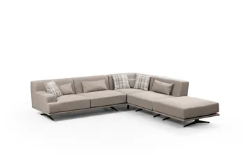 Sanroman Högervänd L-formad Schäslongsoffa 302 cm i Tyg - Ljusbrun - Möbler - Soffa - Divansoffa & schäslongsoffa