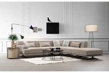 Sanroman Högervänd L-formad Schäslongsoffa 302 cm i Tyg - Ljusbrun - Möbler - Soffa - Divansoffa & schäslongsoffa