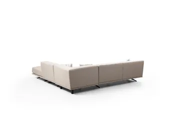 Sanroman Högervänd L-formad Schäslongsoffa 302 cm i Tyg - Ljusbrun - Möbler - Soffa - Divansoffa & schäslongsoffa