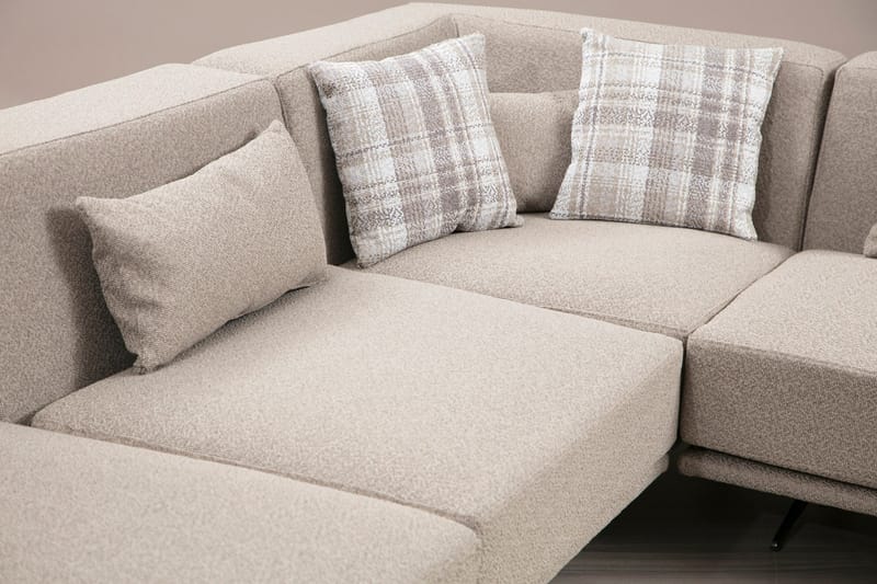 Sanroman Högervänd L-formad Schäslongsoffa 302 cm i Tyg - Ljusbrun - Möbler - Soffa - Divansoffa & schäslongsoffa