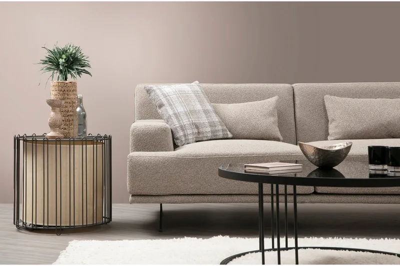 Sanroman Högervänd L-formad Schäslongsoffa 302 cm i Tyg - Ljusbrun - Möbler - Soffa - Divansoffa & schäslongsoffa
