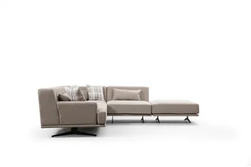 Sanroman Högervänd L-formad Schäslongsoffa 302 cm i Tyg - Ljusbrun - Möbler - Soffa - Divansoffa & schäslongsoffa