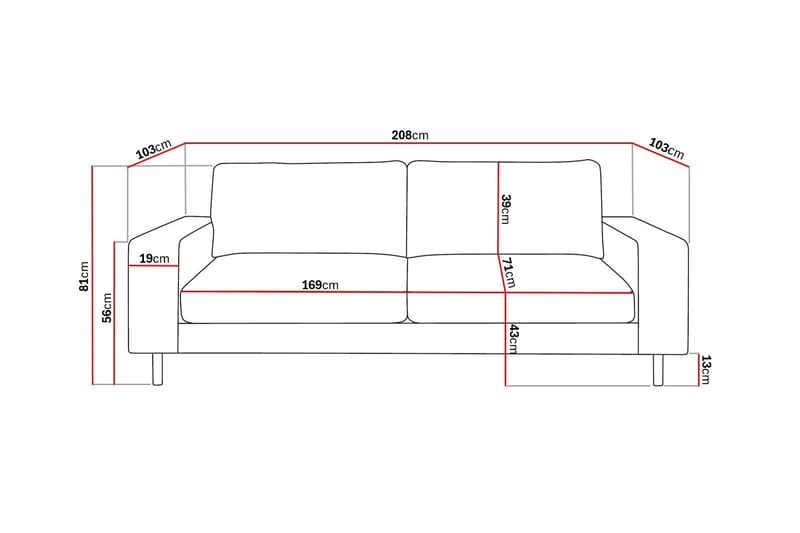 Scandi Djup 3-sits Soffa i Chenille - Grå - Möbler - Soffa - 3 sits soffa