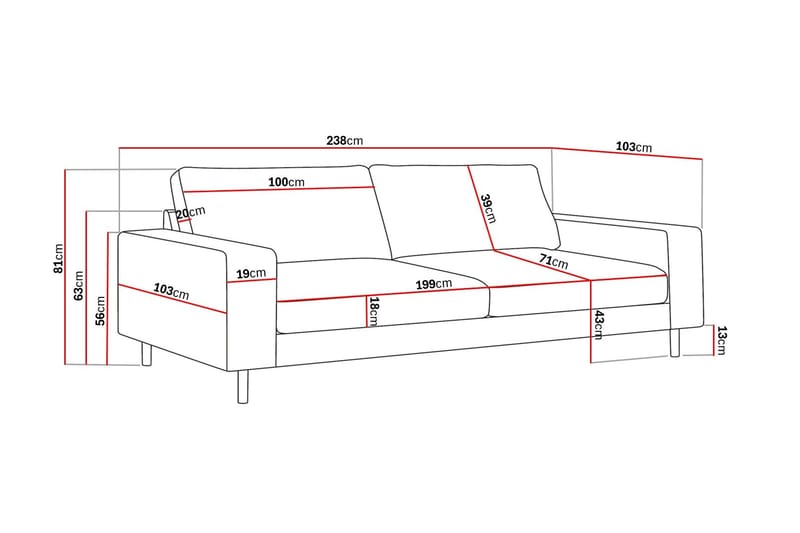 Scandi Djup 4-sits Soffa i Chenille - Grå - Möbler - Soffa - 4 sits soffa