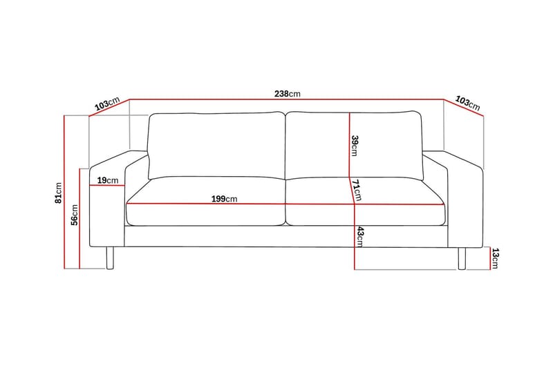 Scandi Djup 4-sits Soffa i Manchester - Brun - Möbler - Soffa - 4 sits soffa