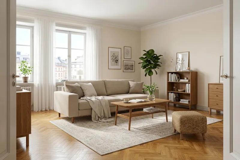 Scandi Djup 4-sits Soffa i Tyg - Beige - Möbler - Soffa - 4 sits soffa