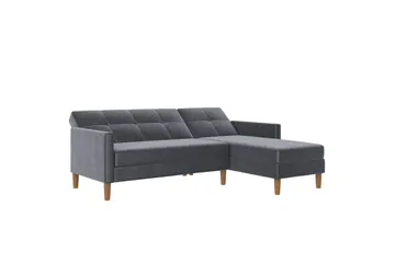 Schäslong Lilly Antracit, Sammet - Antracit, Sammet - Möbler - Soffa - Divansoffa & schäslongsoffa - 3 sits soffa med divan