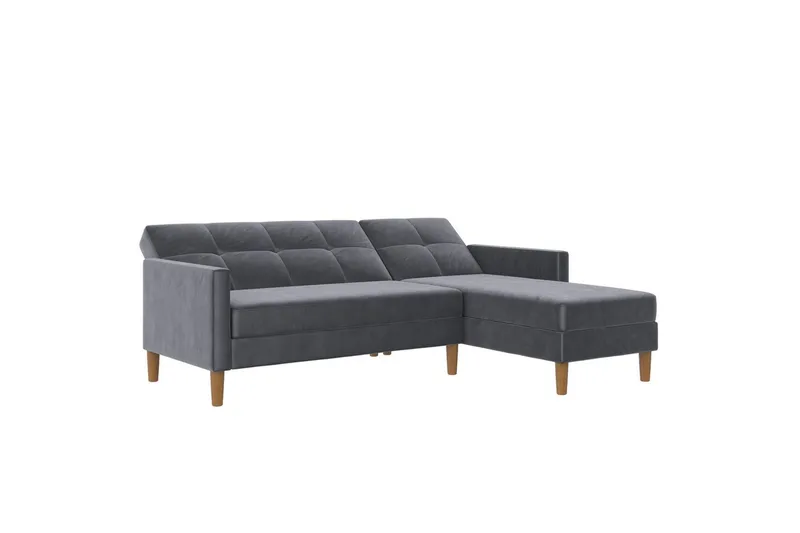 Schäslong Lilly Antracit, Sammet - Antracit, Sammet - Möbler - Soffa - Divansoffa & schäslongsoffa - 3 sits soffa med divan