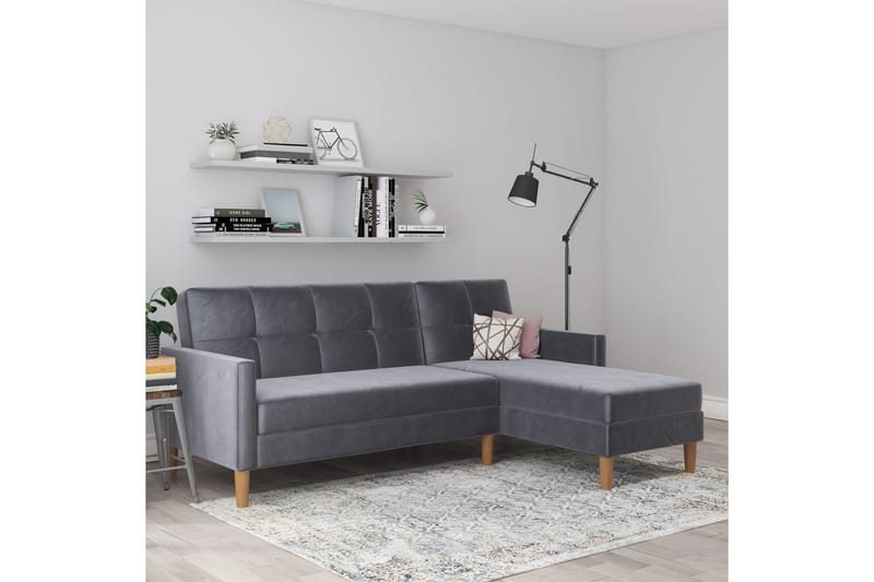 Schäslong Lilly Antracit, Sammet - Antracit, Sammet - Möbler - Soffa - Divansoffa & schäslongsoffa - 3 sits soffa med divan