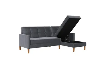 Schäslong Lilly Antracit, Sammet - Antracit, Sammet - Möbler - Soffa - Divansoffa & schäslongsoffa - 3 sits soffa med divan