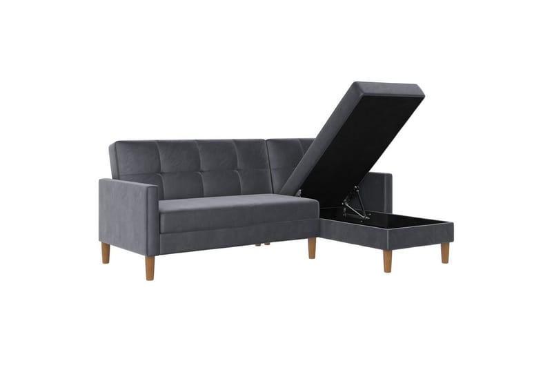 Schäslong Lilly Antracit, Sammet - Antracit, Sammet - Möbler - Soffa - Divansoffa & schäslongsoffa - 3 sits soffa med divan