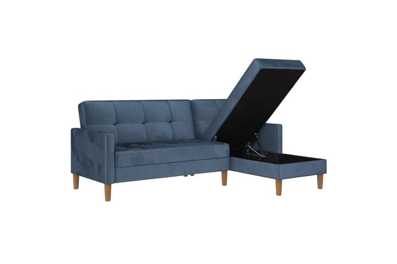 Schäslong Lilly Blå, Sammet - Blå, Sammet - Möbler - Soffa - Divansoffa & schäslongsoffa
