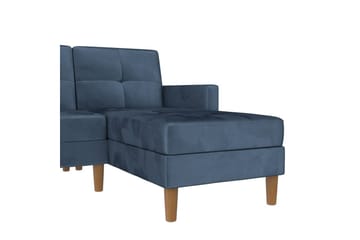 Schäslong Lilly Blå, Sammet - Blå, Sammet - Möbler - Soffa - Divansoffa & schäslongsoffa