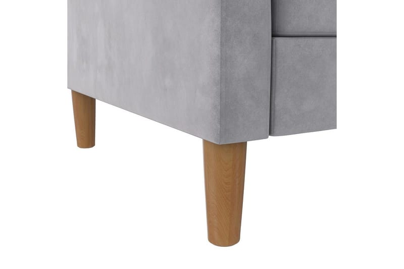 Schäslong Lilly Ljusgrå, Sammet - Ljusgrå, Sammet - Möbler - Soffa - Divansoffa & schäslongsoffa - 3 sits soffa med divan