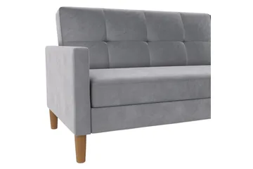 Schäslong Lilly Ljusgrå, Sammet - Ljusgrå, Sammet - Möbler - Soffa - Divansoffa & schäslongsoffa - 3 sits soffa med divan