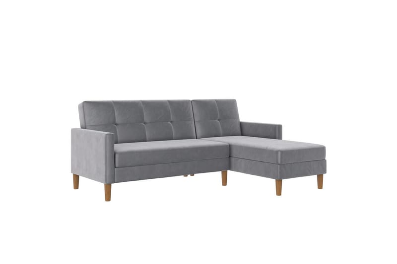 Schäslong Lilly Ljusgrå, Sammet - Ljusgrå, Sammet - Möbler - Soffa - Divansoffa & schäslongsoffa
