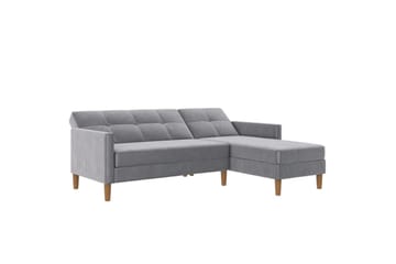 Schäslong Lilly Ljusgrå, Sammet - Ljusgrå, Sammet - Möbler - Soffa - Divansoffa & schäslongsoffa