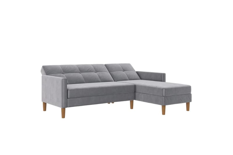 Schäslong Lilly Ljusgrå, Sammet - Ljusgrå, Sammet - Möbler - Soffa - Divansoffa & schäslongsoffa