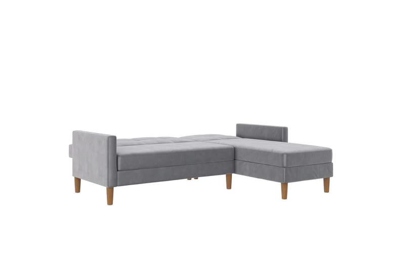 Schäslong Lilly Ljusgrå, Sammet - Ljusgrå, Sammet - Möbler - Soffa - Divansoffa & schäslongsoffa